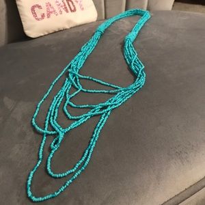 Aqua blue beaded necklace